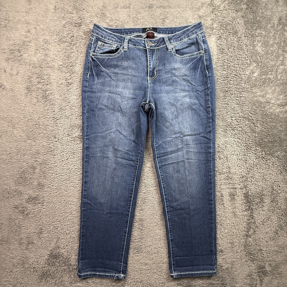 VTG Y2K Earl Jeans Womens 10 Studded Bling Flap Pockets Stretch Denim Cropped